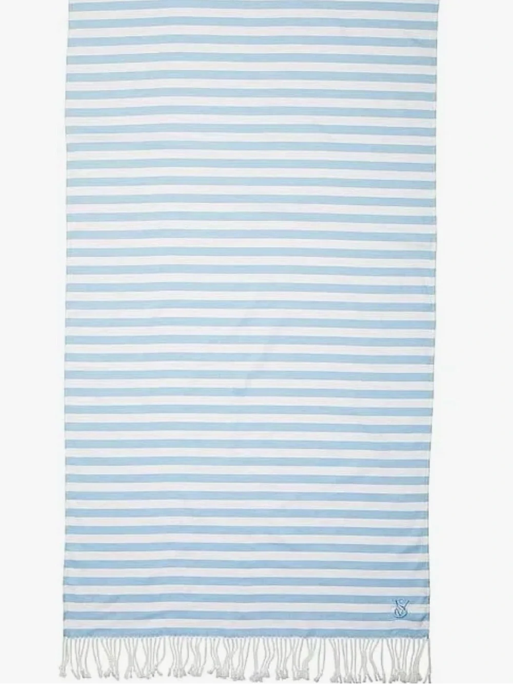 Victoria's Secret Light Blue & White Striped Beach Towel with Fringe